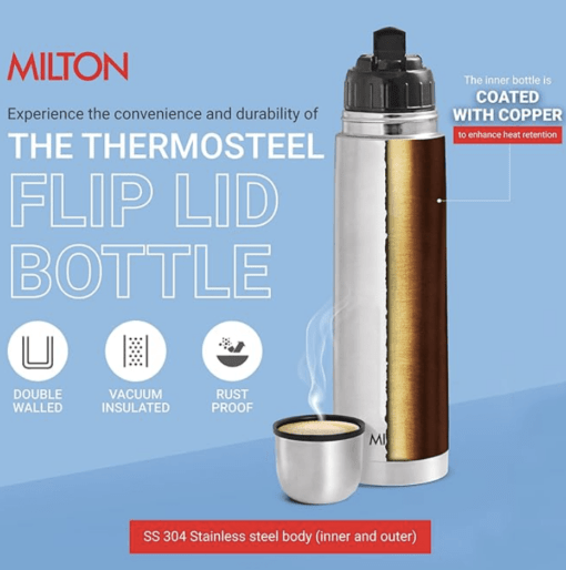Milton Thermosteel Flip Lid Flask, 750 milliliters, Silver - Image 3